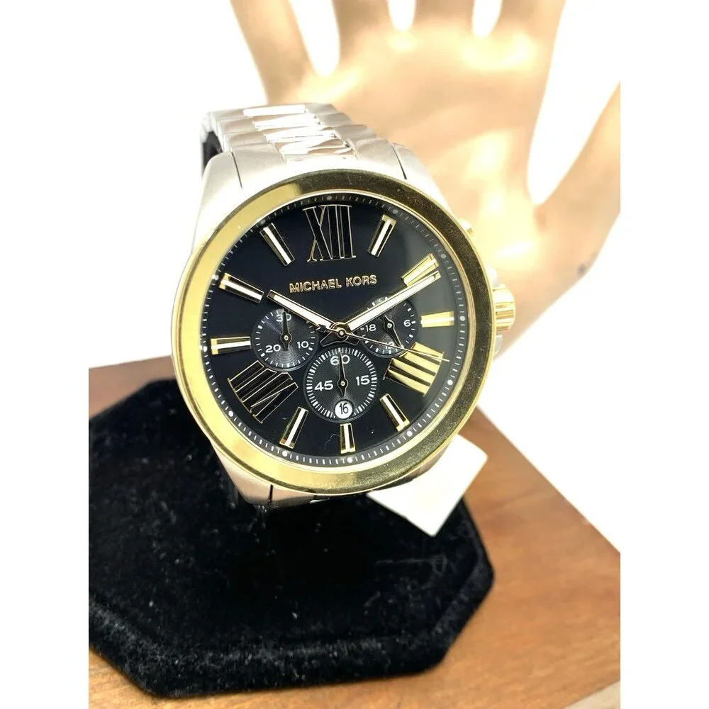 Michael Kors Men's Watch MK8880 Quartz Chronograph Black Dial Two Tone Steel